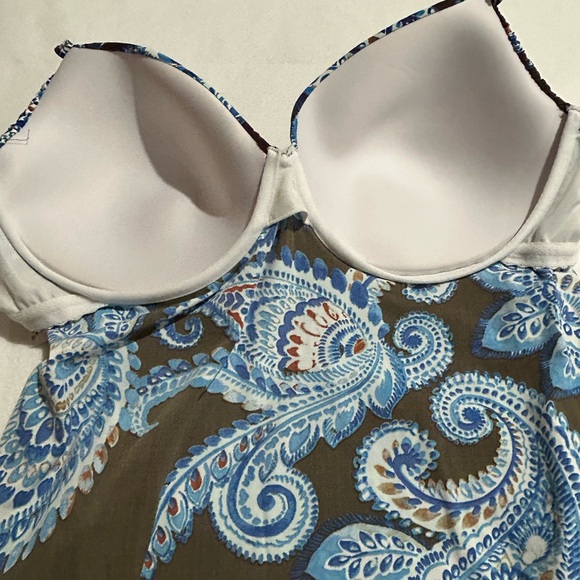 Lands' End Blue and Brown Paisley Tankini Top - Picture 8 of 8